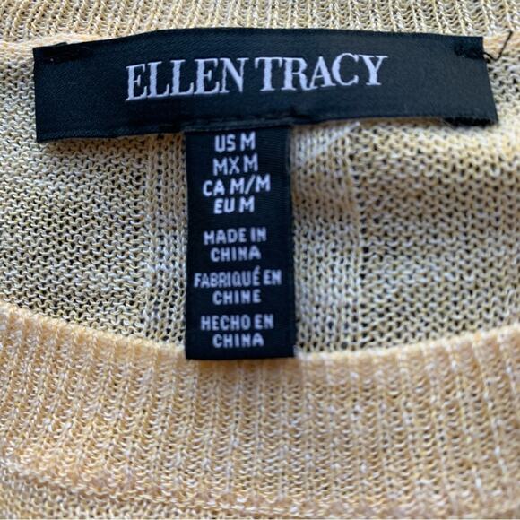 NWT Ellen Tracy Essentials Yellow Dolman Sleeve Draped Knit Sweater.  Size M - Picture 7 of 11